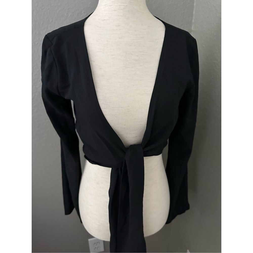 Tiger Mist black tie-front top - Picture 2 of 6